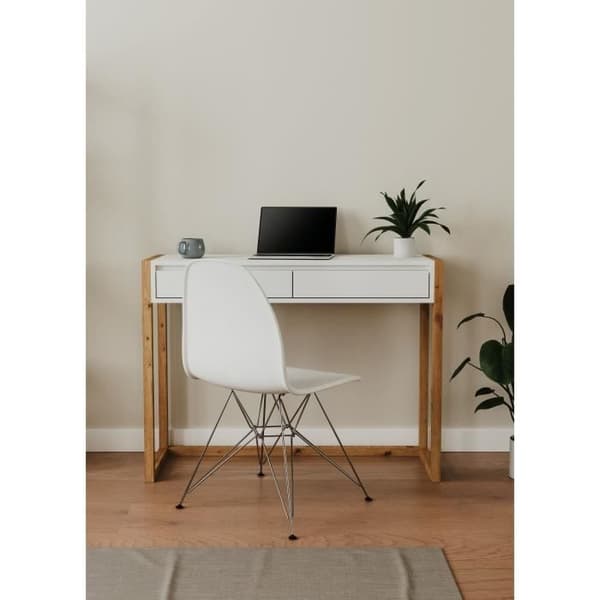 Konsolskrivbord - DENVER - Artisan Oak / Vit - 2 lådor - 100 x 35 x 75 cm