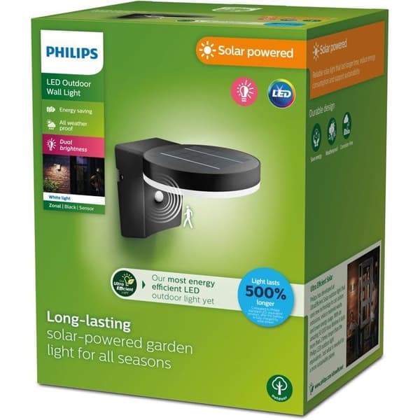 Vägglampa - PHILIPS - Zonal - Rund solcellslampa - Ultraeffektiv