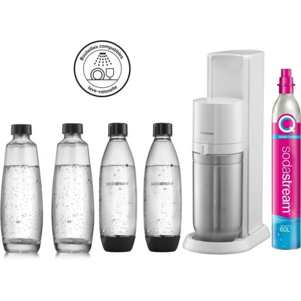 SODASTREAM DUOBICB - Vit DUO-maskin Pack 4 flaskor (2 DUO-karaffer + 2 säkring LV) + 1 CQC utbytescylinder