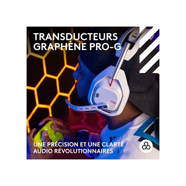 Gamingheadset - Trådlöst - Logitech G - Astro A50 Lightspeed Pro-G Graphene - Xbox, PS5, Switch, PC/Mac - Vit