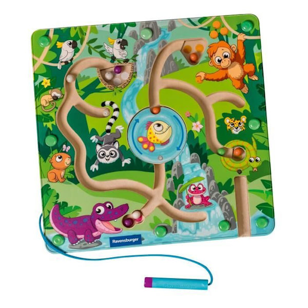 Ravensburger play+, magnetisk labyrint i trä - I djungeln, 6-36 månader, första ålder, baby