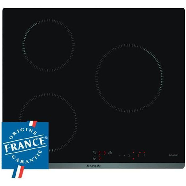 BRANDT BPI6310B - Induktionshäll - 3 zoner - 4600W - L58 x D51cm - Glasbeläggning - Svart Svart