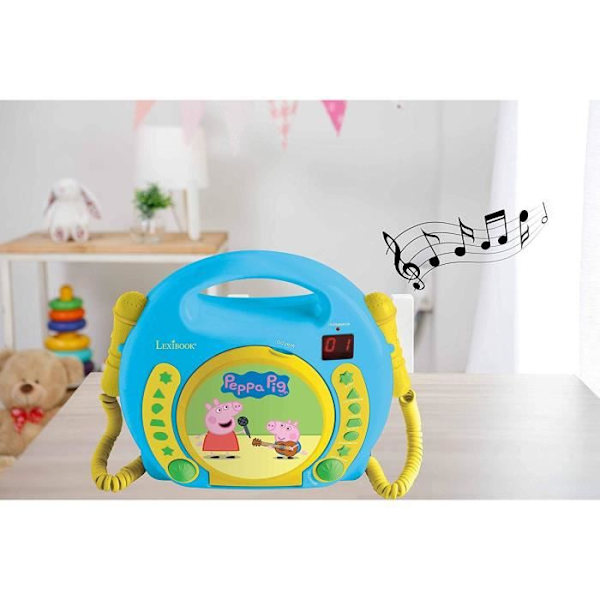 LEXIBOOK - PEPPA PIG - Barn Karaoke CD-spelare med 2 mikrofoner