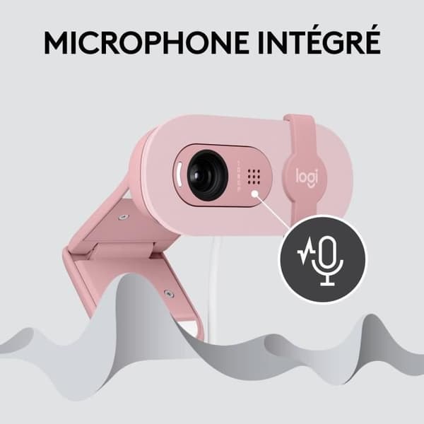 Webbkamera - Full HD 1080p - LOGITECH - Brio 100 - Integrerad mikrofon - Rosa - (960-001623)