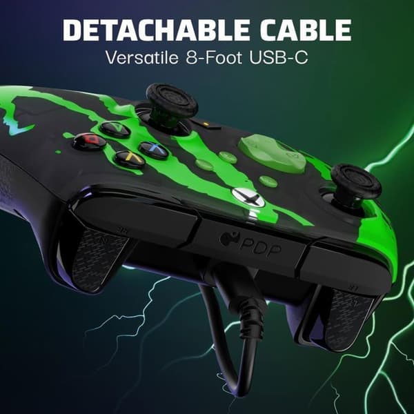 Gamepad - Xbox - Rematch Glow Advanced - Kabelansluten - Jolt Green - PDP