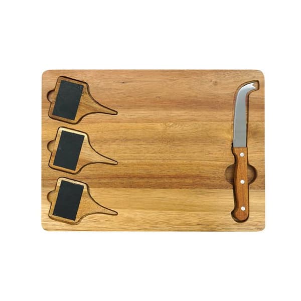Ostbricka - FACKELMANN - Med skiffer + ostekniv - 32 x 23 cm - Trä