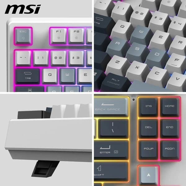 Trådlöst speltangentbord - Linjära mekaniska brytare - MSI FORGE GK600 TKL Wireless - TKL - RGB - Vit