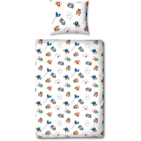 Bäddset - MARIO BROS - Super Mario och hans vänner - Mikrofiber - 1 påslakan 140 x 200 cm + 1 örngott 63 x 63 cm