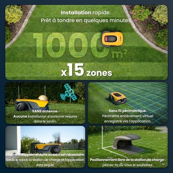 Robotgräsklippare - STIGA - 10V - 1000 m² yta - 15 zoners hantering - Smart kamera