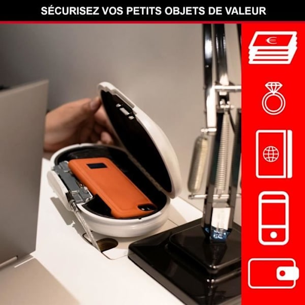 MASTER LOCK Bärbar mini reselåda med säkerhetskabel - Vit