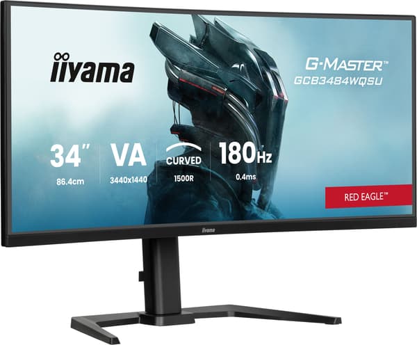 Böjd spelskärm - IIYAMA - 34" - 180Hz - VA-panel - 0,4ms - Höjdjusterbar - G-Master Red Eagle