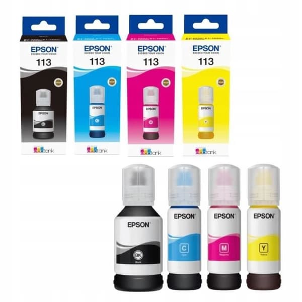 Multipack med 4 bläckflaskor - EPSON - EcoTank 113 - Svart - Gul - Cyan - Magenta