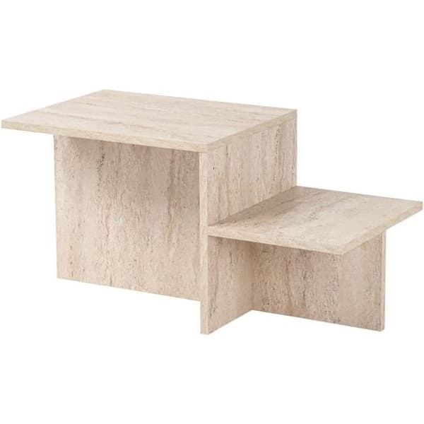 Soffbord - HARMONY - Rektangulärt - Travertineffekt - 80 x 40 x 40 cm