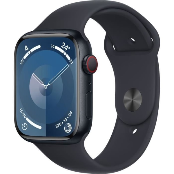 Apple Watch Series 9 GPS + Cellular - 45 mm - Midnight aluminiumfodral - Midnight Sport Band - M/L