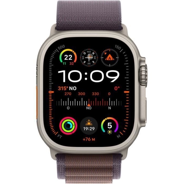 Apple Watch Ultra 2 GPS + Cellular - 49 mm - Titanfodral - Indigo Alpine Loop-rem - Stort
