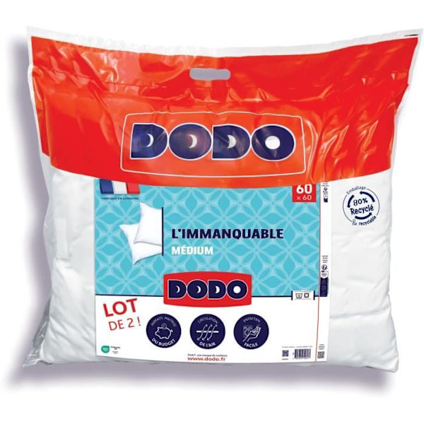 DODO Set med 2 mellanstora kuddar - DET OMISSBARTA - 60 x 60 cm - Vit