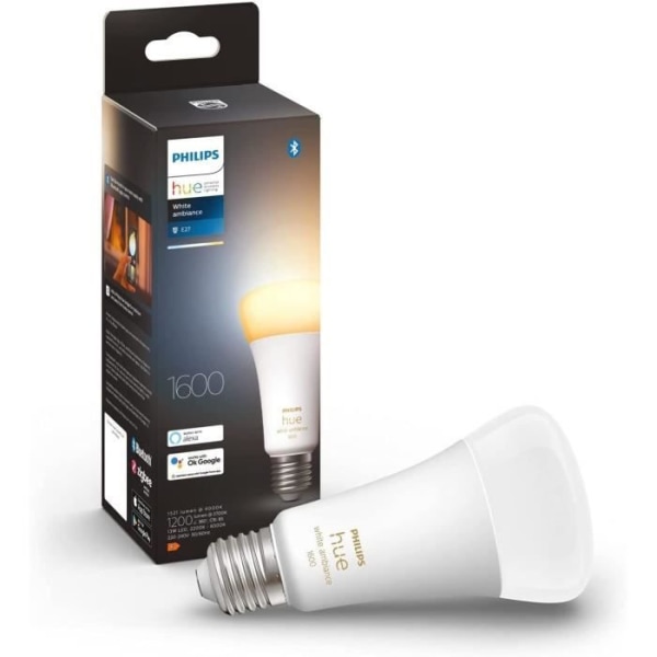 Philips Hue White Ambiance, E27 Ansluten LED -glödlampa, motsvarande 100W, 1600 Lumen, Bluetooth Compatible