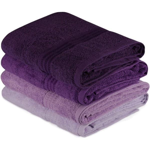 Set med 4 badlakan - 70 x 140 cm - Lila