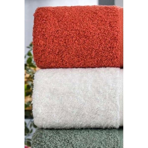 Set med 4 handdukar - 50 x 85 cm - Vit, Grön, Antracit, Orange