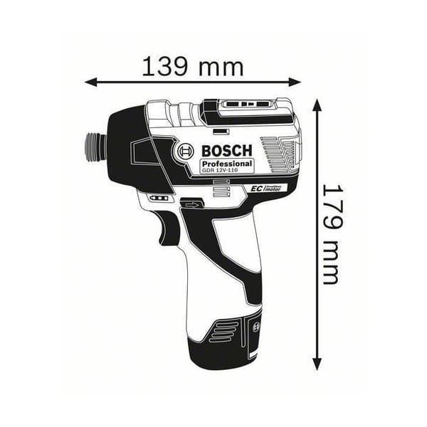 Bosch Professional GDR 12V-110 slagdrivare + 2 batterier 3,0Ah i L-BOXX - 06019E0005