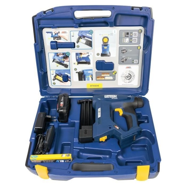 18V batteridriven häftapparat för 606/12-25mm - 8/15-25mm - RAPID - BTX606 - Fodral + 2,5Ah batteri + laddare