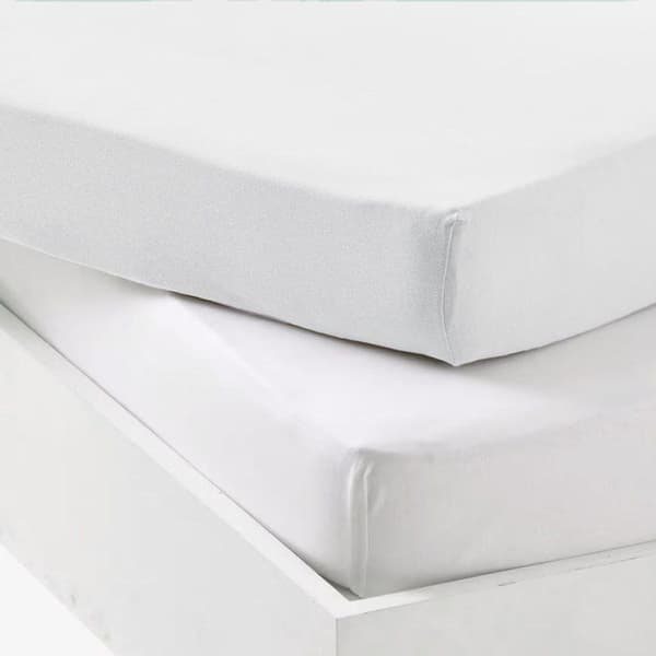 Set med 2 dra-på-lakan - MON PTIT DODO - 100% bomullsjersey - 60 x 120 cm - Vit