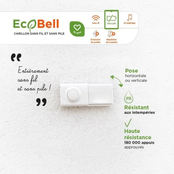 Trådlös plug-in ringsignal utan batteri - EcoBell 100 Plug - SCS SENTINEL