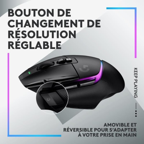Logitech - G502 X Plus Lightspeed Mouse Gaming RVB Wireless - LightFor Hybrid -knappar, Gaming Hero 25K - Black Sensor