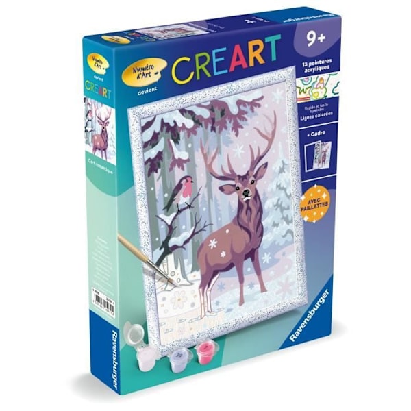 CreArt Kids 18x24cm Romantic Deer, Paint by Numbers Kit, Art Number, Ages 9+, 25831, Ravensburger