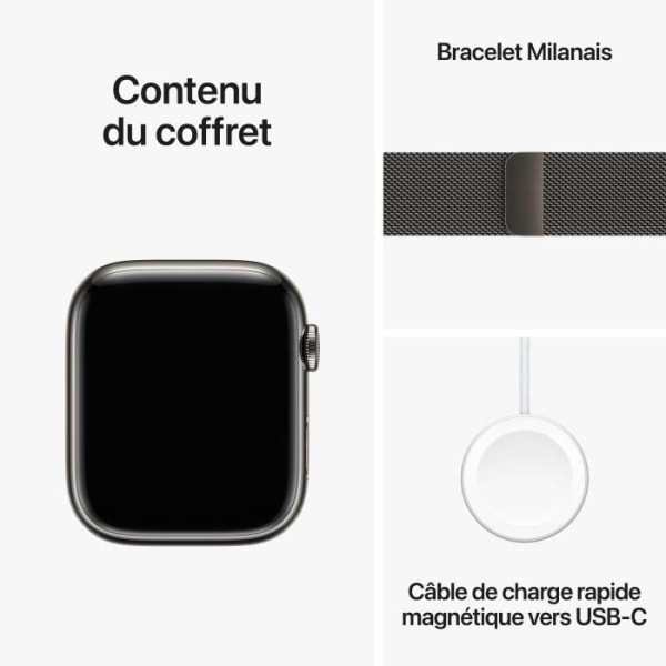 Apple Watch Series 9 GPS + Cellular - 45 mm - Grafitstålfodral - Grafit Milanese Loop Armband