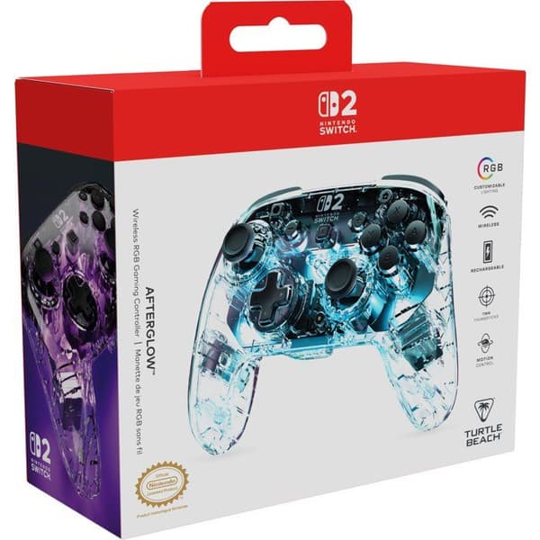 Spelkontroll - TURTLE BEACH - Nintendo Switch 2 - Afterglow - Trådlös - Transparent med RGB-belysning