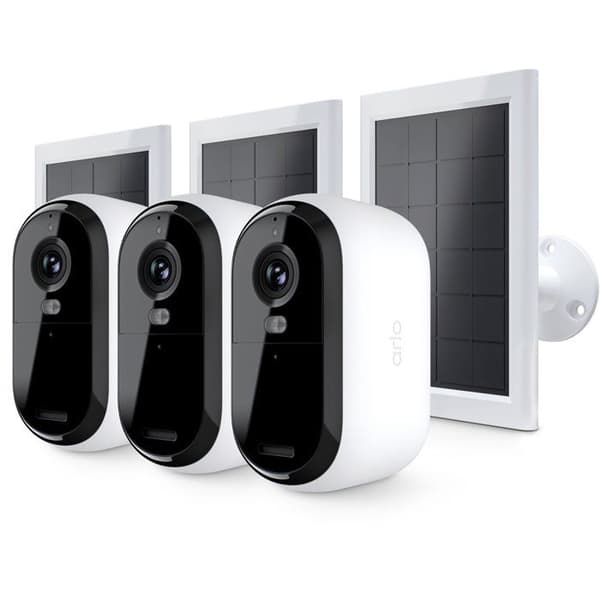 Arlo Essential 3+ säkerhetskamerasystem - 3 2K-kameror + 3 solpaneler - utomhus