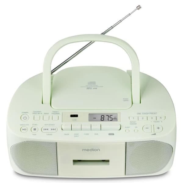 K7 CD-radio - MEDION - FM - 2x3W RMS - Grön