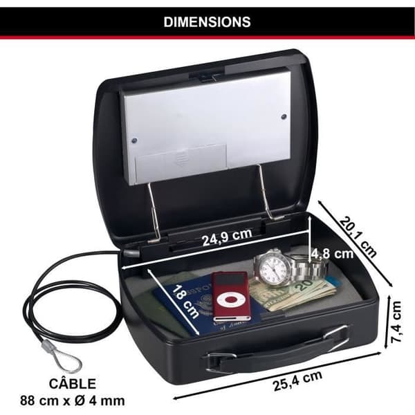 MASTER LOCK Bärbar säkerhetsfodral för resor med kabel - Elektronisk kombination + nyckel