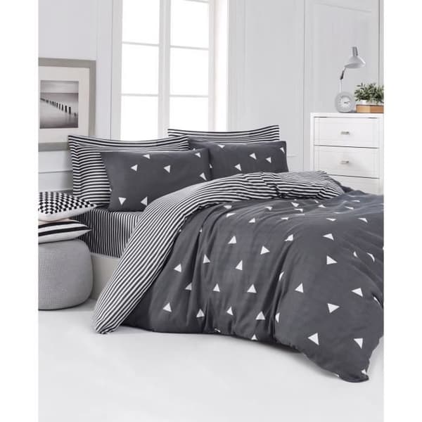 Bäddset - 1 påslakan 220 x 240 cm + 2 örngott 60 x 60 cm - 65% bomull, 35% polyester - Grå