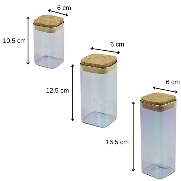 Set med 3 förvaringsbehållare i glas med lock - FACKELMANN - Tasty Green - 280, 330 och 450 ml