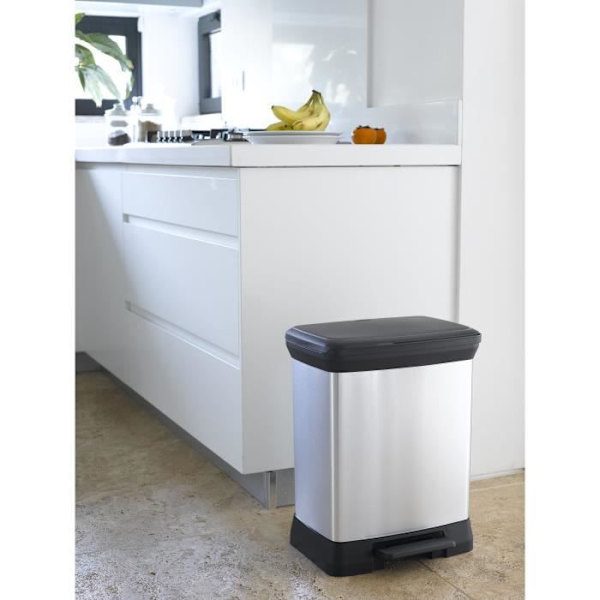 Rektangulär papperskorg - DECO BIN - CURVER - 50L - Elegant design - 39 x 29 x 51 cm - Metallic grå