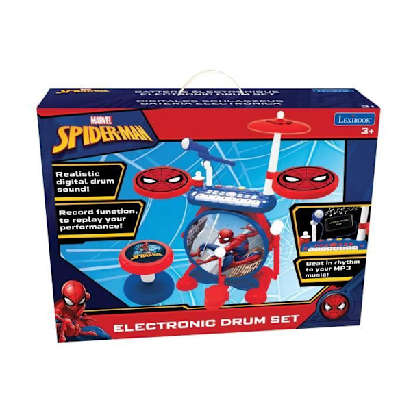 SPIDER-MAN Komplett elektroniskt trumset med tangentbord, cymbaler och pall - LEXIBOOK