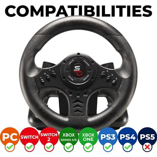 SUBSONIC - SV450 - Racing Wheel - Kompatibel Xbox -serie, Switch, PS4, Xbox One, PC (programmerbar)