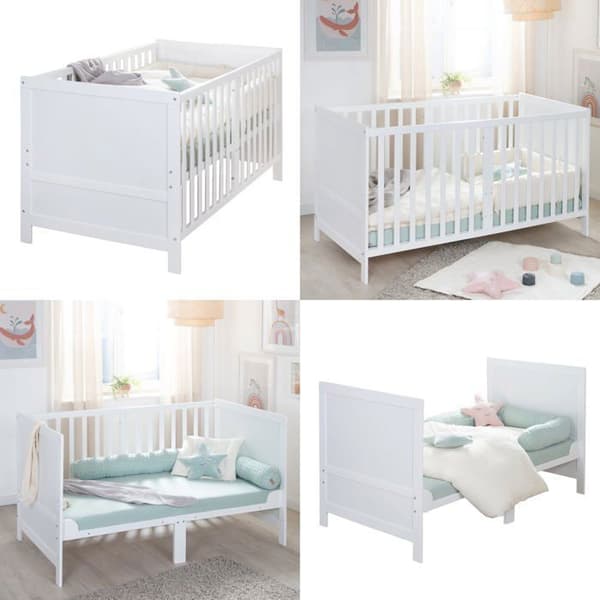 Konvertibel spjälsäng - 70 x 140 cm - ROBA - EASY SLEEP - Vitlackerad