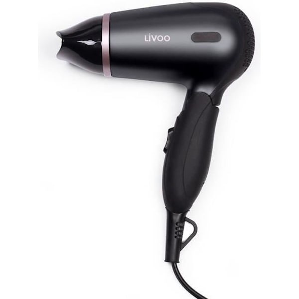 LIVOO DOS175 - Hårtork - 2 hastigheter - Bi-spänning: 120/230 Volt - Fällbart ergonomiskt handtag Svart