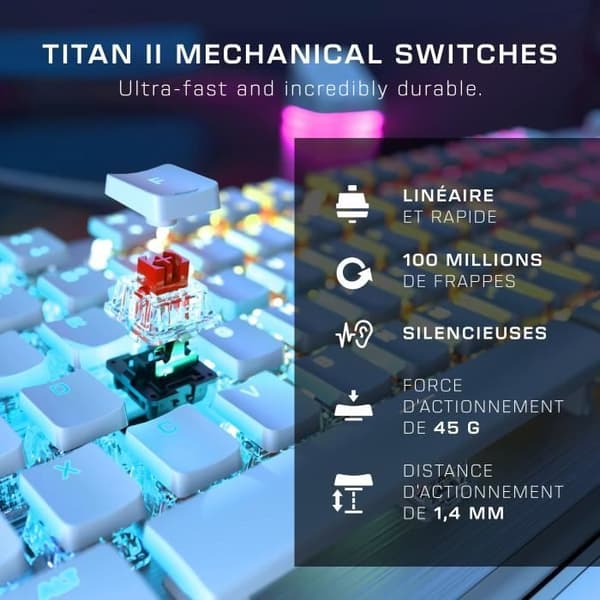 Mekaniskt PC-speltangentbord - TURTLE BEACH - TBK-1002-12-FR - Vulcan II - Vitt