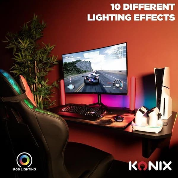Laddstation för 2 DualSense-kontroller - PS5 - Konix - Snabbladdning - Magnetiska kontakter - Vit