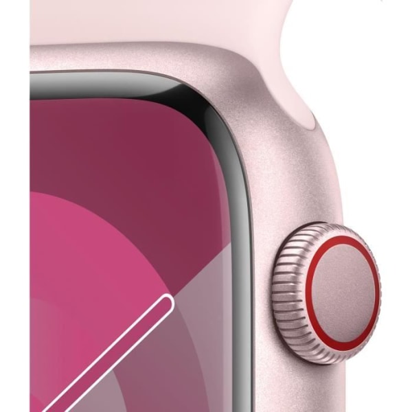 Apple Watch Series 9 GPS + Cellular - 45 mm - Rosa aluminiumfodral - Ljusrosa sportband - M/L
