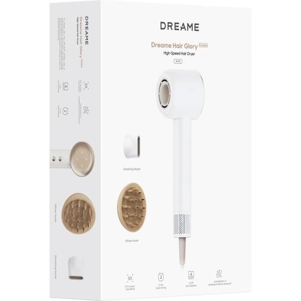 Dreame Hair Glory hårfön 1600 W med jonfunktion och diffuser Vit one size