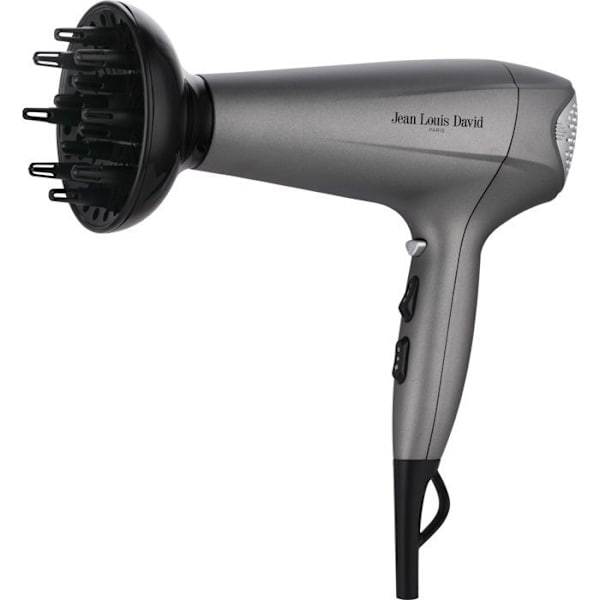 Hårtork - JEAN LOUIS DAVID - Power Dry - Diffusor - 3 temperaturinställningar - 2400 W - Grå