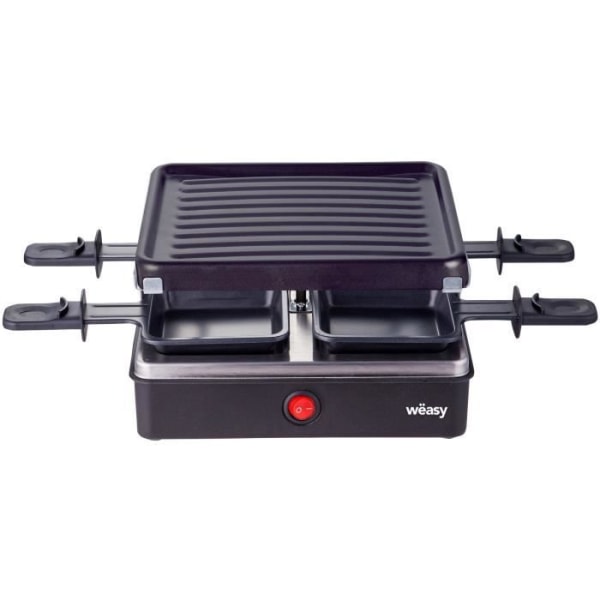 WEASY LUGA40 - Raclette och grill för 4 personer - 600W - Non-stick beläggning - 19,7x19,7cm - Avtagbar tallrik