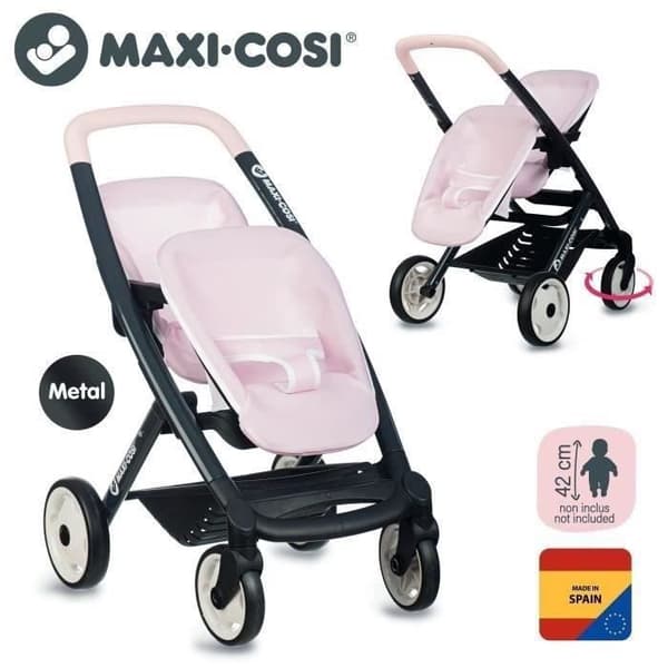 SMOBY - Maxi-Cosi Twin Barnvagn Rosa - från 3 år