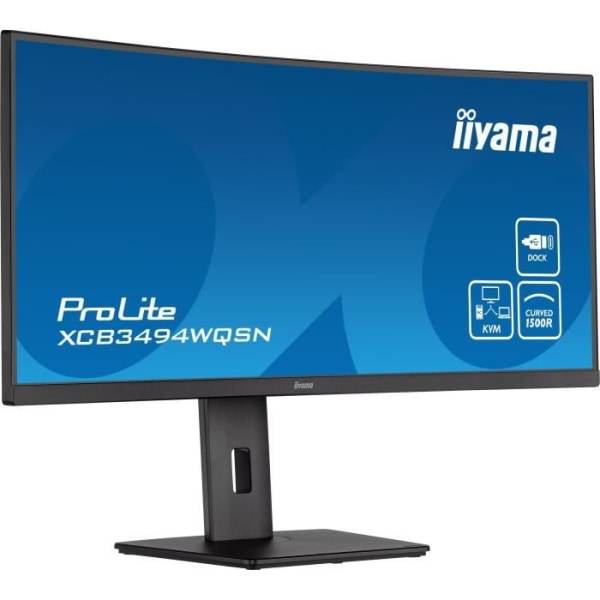 Burvad PC -skärm - IIYAMA XCB3494WQSN -B5 - 34 UWQHD - VA DAL - 0,4 ms - 120Hz - HDMI / DisplayPort / USB / KVM / Docking USB -C -