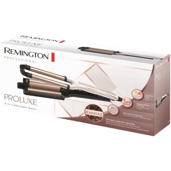 Remington CI91AW Curling Iron, Proluxe 4in1 Curler, 4 Wave Styles, Ceramic Grip Tech Coating, OptiHeat Technology